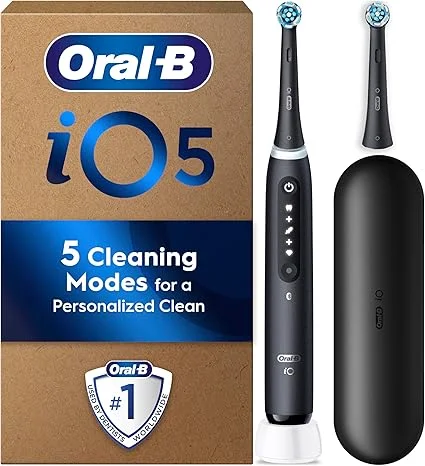 Oral-B iO5 Electric Toothbrush" Toothbrush Head and Travel Case" 5 Modes with Teeth Whitening